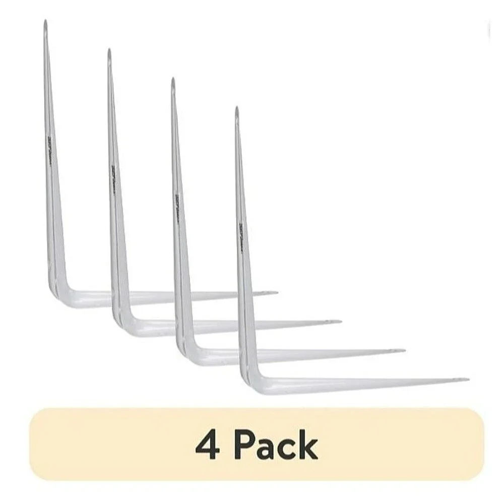 Hyper Tough 10 inch x 12 inch Shelf Bracket White, Pre-Drilled Holes - 4 Pack